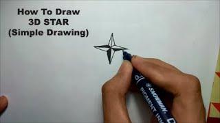 How To Draw 3D Star ( Simple Drawing )