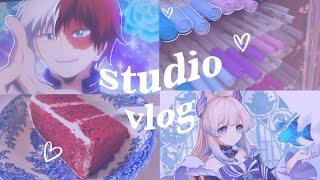 Studio Vlog [ft. making stickers, watching anime, playing genshin & new art supplies]