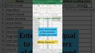 Excel Magic Tricks #2 | Add Leading Zero in Excel | Shorts