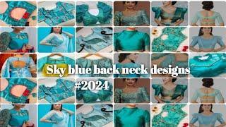 sky blue colour blouse design2024/banarasi Sadi blouse designs/blouse back neck design/hand design