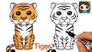 How to Draw a Tiger Easy Cute Cartoon Animal