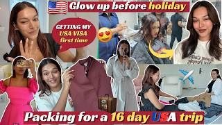 GLOW UP & PACK for USA! How I got my VISA? New Hair Colour  | #TravelWSar