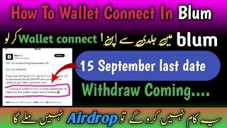 How to wallet connect in Blum Airdrop || Withdrawa Comming.. || Blum wallet connect full process 