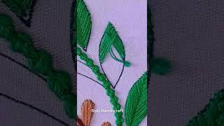 Basic Stitch Embroidery Tutorials !!! Very Easy Fishbone Stitch Leaf Embroidery Designs #shorts