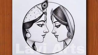 Radha Krishna Pencil Drawing- Very Easy Step by Step | Radha Krishna Image Drawing | Krishna drawing