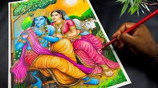 Janmashtami drawing / Janmashtami drawing radha krishna / krishna drawing