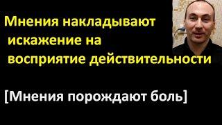 Твои мнения накладывают искажение на твоё восприятие действительности [Мнения порождают боль]