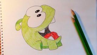 How to draw Om Nom, Como dibujar Om Nom, Как нарисовать Ам Няма