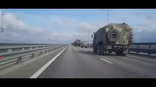 A large convoy of russian military vehicles seen heading into the crimean peninsula 31.03.2021