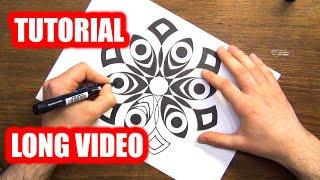 Drawing Geometric ART Pattern With Ruler And Compass - (long video)