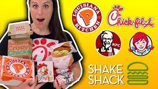 ONLY EATING Chicken Sandwiches for 24 HOURS // Popeyes VS Chick-Fil-A VS Everything