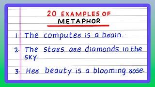 EXAMPLES OF METAPHOR | 5 | 10 EXAMPLES OF METAPHOR | 20 EXAMPLES OF METAPHOR | FIGURE OF SPEECH