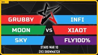 WC3 - 3v3 Showmatch - Grubby, Moon & Sky vs Infi, xiaOt & Fly100% - Stars War 10