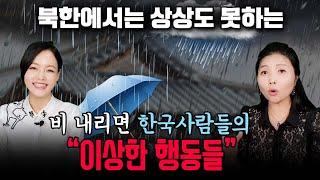 북한에서는 상상도 못하는 비 내리면 하는 한국 사람들의 이상한 행동들!