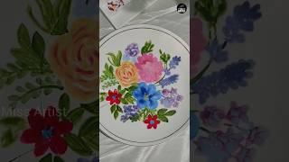 flower painting on a broken plate, #art #trending #shorts