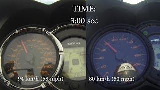 Suzuki DL 650 vs DL 1000 race & acceleration