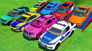 TRANSPORTING DACIA, RANGE ROVER, BMW, VOLVO, VOLKSWAGEN, MERCEDES POLICE CARS WITH MAN TRUCK ! FS22