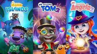 My Talking Tom 2, Talking Hank Islands, My Talking Angela 2 Halloween Gameplay