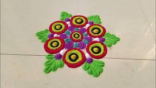 Mini Rangoli Vlog 12 l Small Rangoli Designs l Simple Rangoli Designs l Satisfying Rangoli l