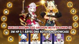 Noelle Become Geo Archon with Xilonen C6 : 3M HP 5.1 Abyss Boss One Rotation Showcase