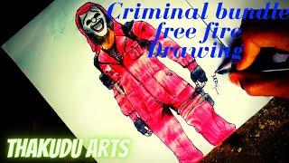 Criminal bundle Drawing. free fire red bundle. Thakudu Arts.