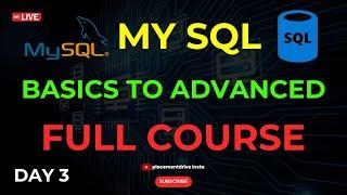 #Day3 Learn MY SQL for Free| Complete SQL Tutorial for Beginners 2024 (Free Course)