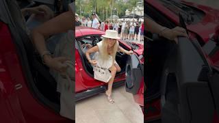 Beautiful sexy blonde model getting out her Ferrari at Casino #monaco #luxury#trending#lifestyle#fyp