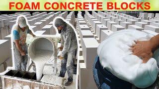 Amazing process of making foam concrete blocks | production of foam blocks with subtitles 2024