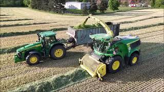 John Deere 9700i Grünroggen häckseln 2024 Teil 2 - Claax Xerion 3800,  Claas Torion, Silage