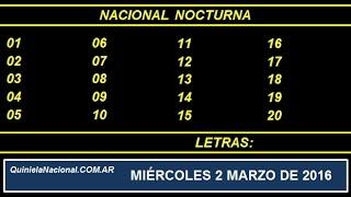 Quiniela Nacional Nocturna Miercoles 2 de Marzo de 2016