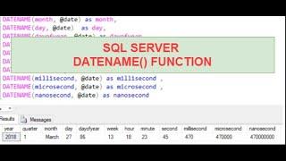 SQL Server DATENAME Function| How to get the date part for any specific date