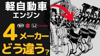 ＜ENG-SUB＞The difference of Kei Car engine in 【SUZUKI VS DAIHATSU VS HONDA VS NISSAN/MITSUBISHI】