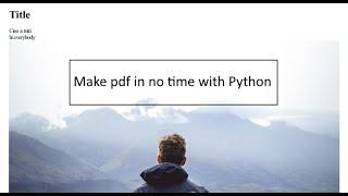 Make a pdf in no time with just Python and html