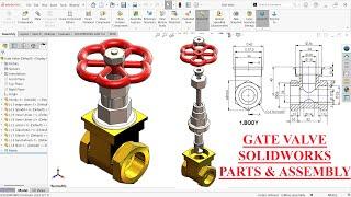 Gate Valve Parts and Assembly in SolidWorks