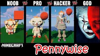 Minecraft Battle: NOOB vs PRO vs HACKER vs GOD: BUILD PENNYWISE (IT) CHALLENGE in Minecraft.