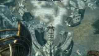 Riding a dragon in Skyrim