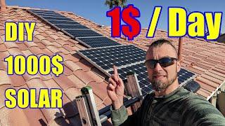 $1/DAY. The BEST DIY Solar on the budget with Grid tie inverter, batteries backup and Power Limiter!