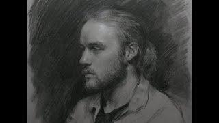 Live Portrait Drawing in Chalk and Charcoal.