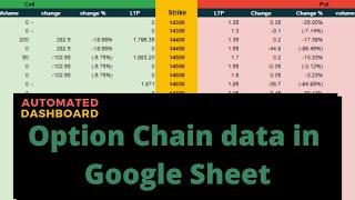 How to Get option chain data in google sheet  || Automated Excel