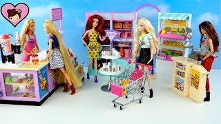 Barbie Princess Grocery Shopping - Barbie Supermarket Grocery Store with Rapunzel Elsa & Ariel