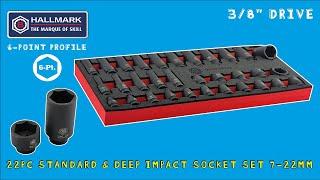 Britool Hallmark MSDPSET32 - 22pc Standard & Deep Impact Socket Set 7-22mm Product Video