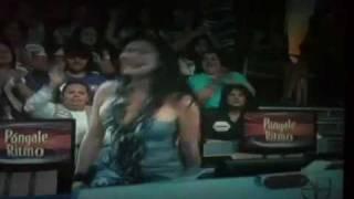 Karolina con K wearing a Carmen Ballering Balloon Dress on Sábado Gigante