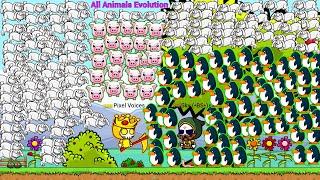 All Animals Evolution With Pixel And The Rain Of Rabbits Pigs And Penguins (EvoWorld.io)