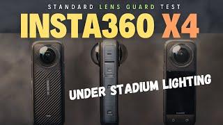 Testing Insta360 X4 Standard Lens Guards On/Off Under Stadium Lighting