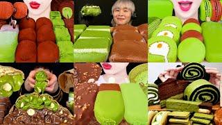 Chocolate Matcha Desserts Mukbang Compilation || ASMR 2× Speed Eating Show
