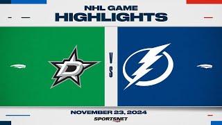 NHL Highlights | Stars vs. Lightning - November 23, 2024