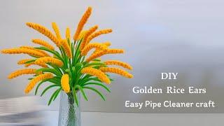 DIY Golden Rice Ears | how to make pipe cleaner art ear of rice | glitter pipe cleaner crafts