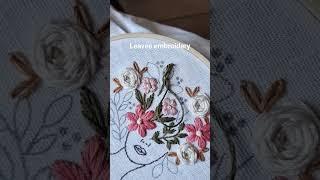 Satin stitch leaves embroidery #handmade #art #embroidery #handembroidery #stitch #embroiderydesign