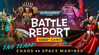 4000 POINT 40K! Blood Angels and Ultramarines vs Chaos Space Marines and Chaos Daemons Battle Report