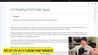 CIS 276 Ch 2  9 Floating Point Variables